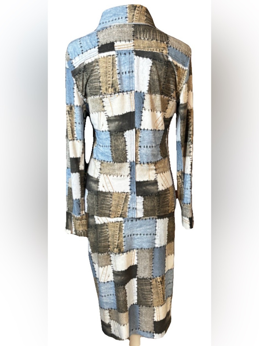 Norma Kamali Kamalikulture Patchwork Set XS Designer Top & Midi Skirt NWOT - Picture 3 of 11